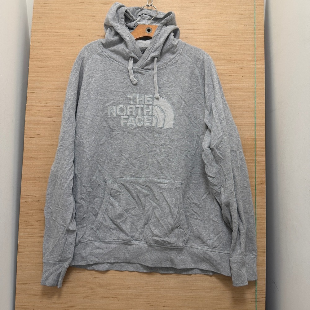 The North Face Mens XL‎ Heather Gray Embroidered Logo Pullover Hoodie Sweatshirt